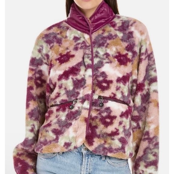 Johnny Was Calme Printed Fleece Jacket- Floral Sherpa Jacket NWT Purple - Picture 15 of 15